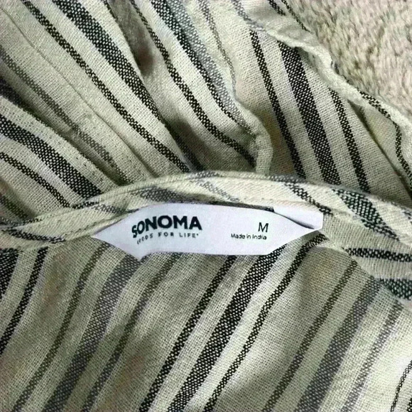 Sonoma Belted Jumpsuit Linen Blend Sz M. Cropped Wide Leg VNeck Sleeveless NWT - Picture 13 of 15